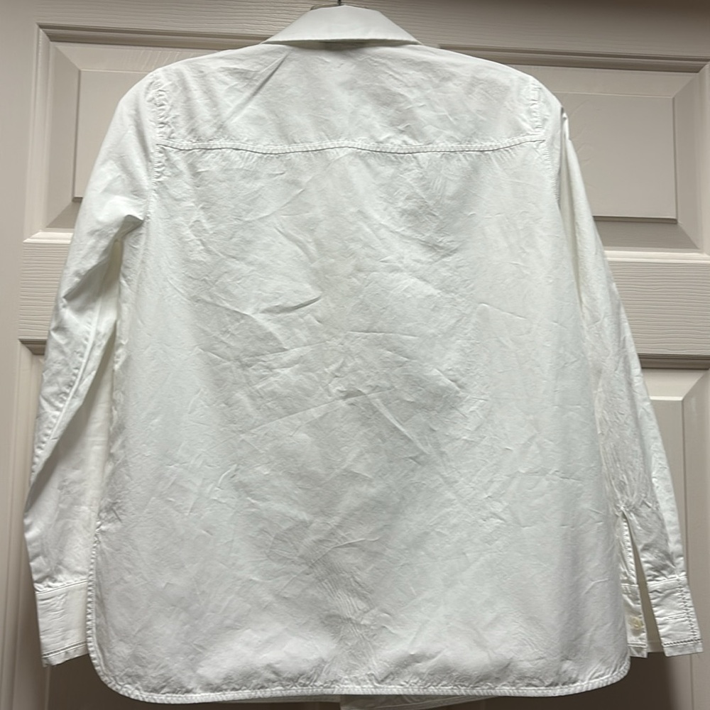Lafayette 148 New York Button Down Dress Shirt Designer Top White Cotton Blouse - Picture 4 of 6